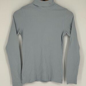 Daily Sports Women’s Size Small Light Blue Ribbed Turtleneck Long Sleeve G9